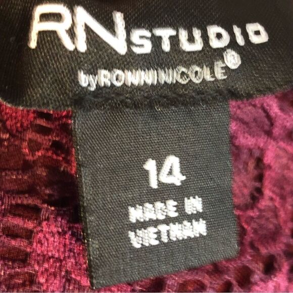 RN Studio by Ronni Nicole Dress Fit & Flare Lace Overlay Cap Sleeves 14 - Picture 5 of 7